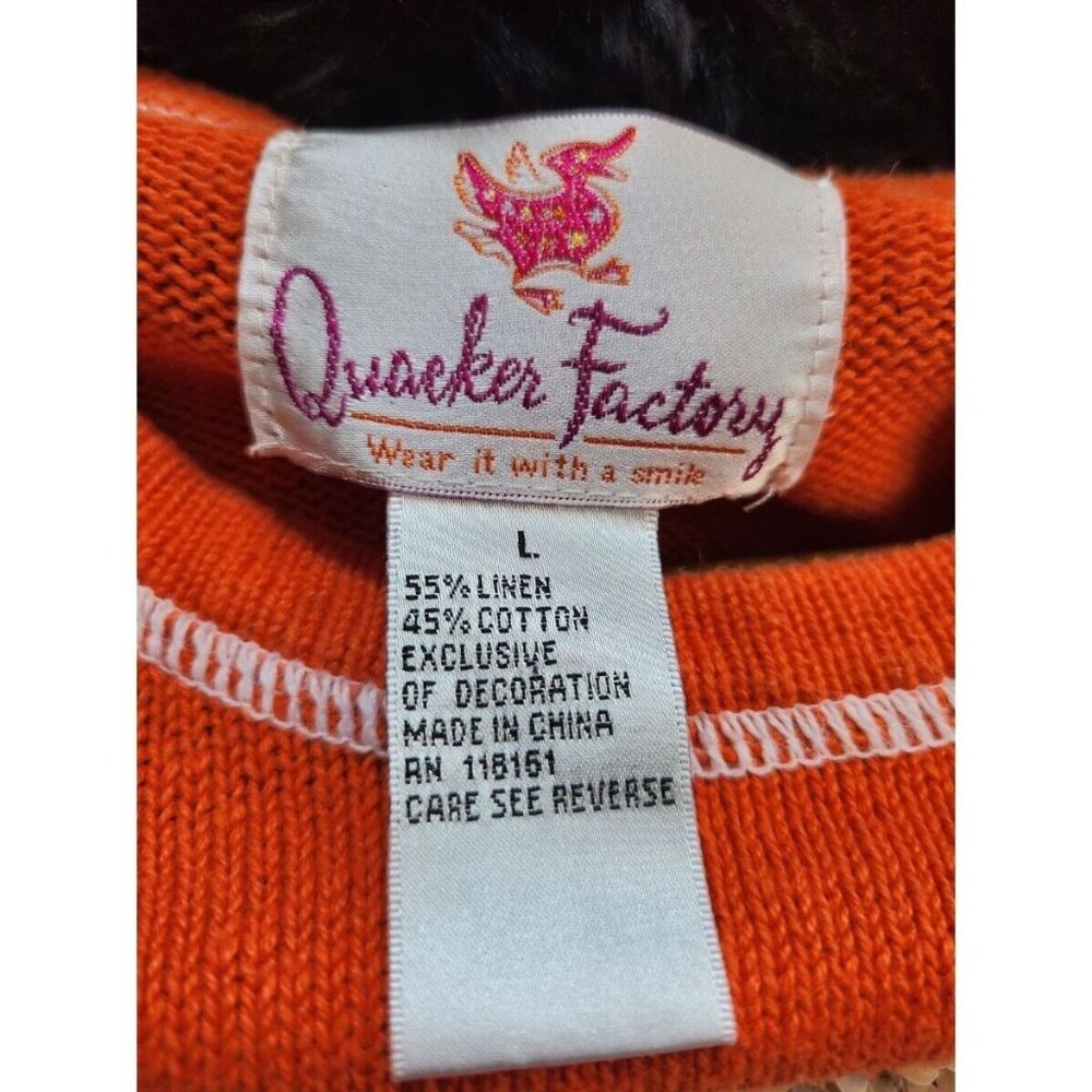Quacker Factory Sequined Ghost Orange Linen Blend… - image 5